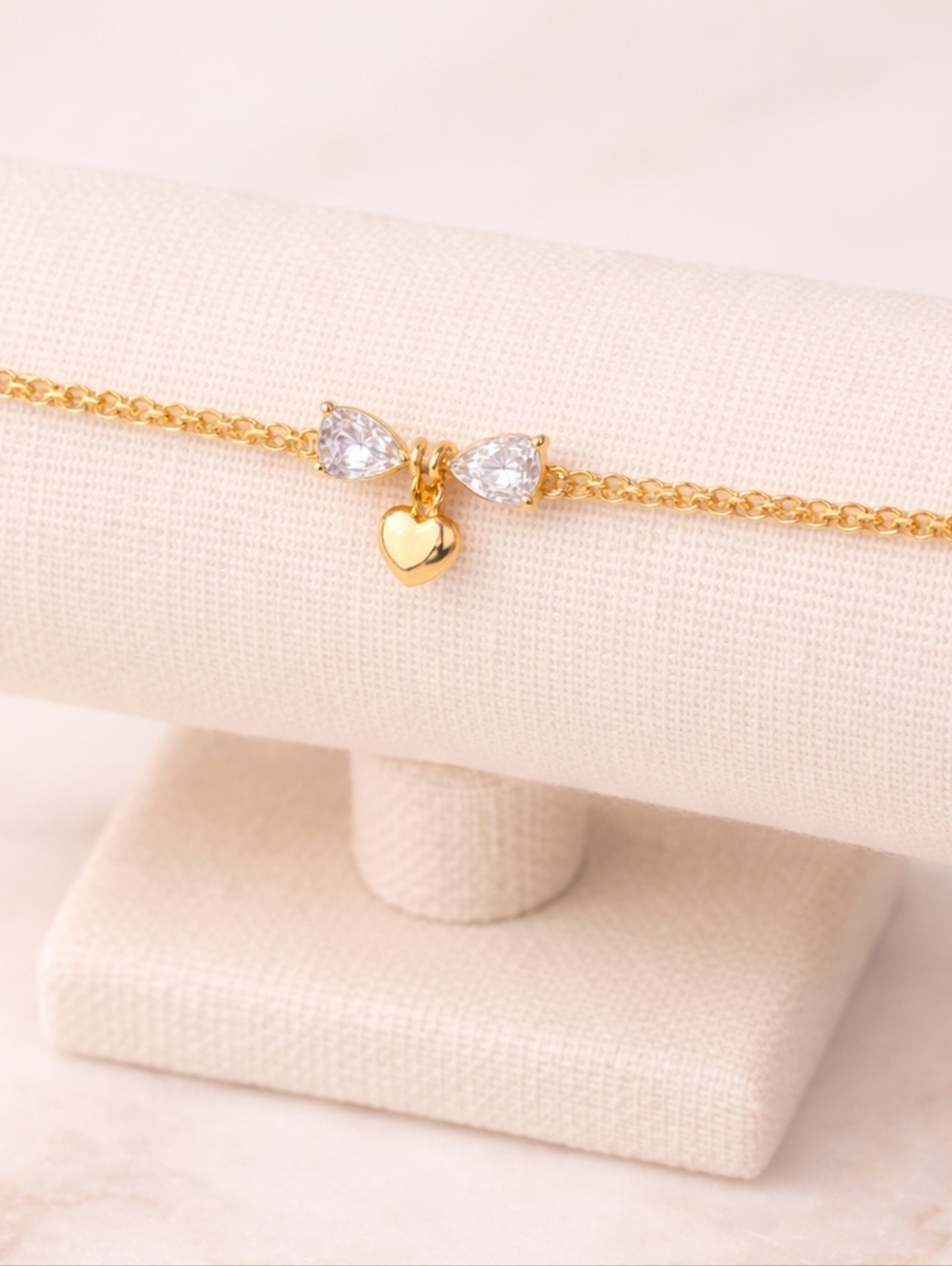 NWOT Stainless Steel Bow Charm Bracelet